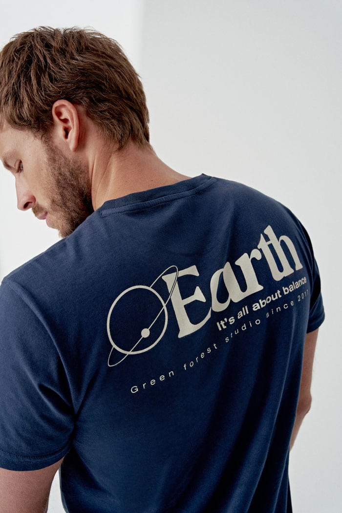 Camiseta azul earth comercio justo